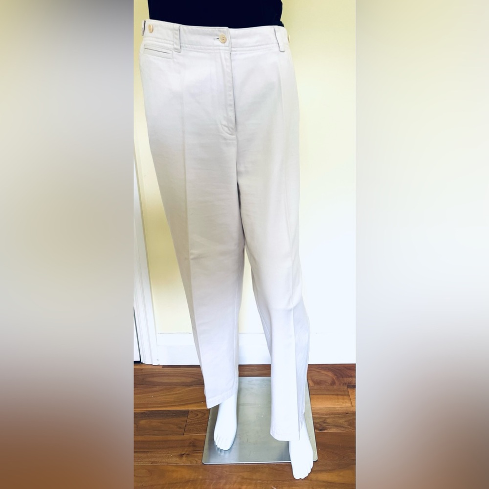 Ralph Lauren cream beige summer pants soft cool 100% cotton adjustable belt US14